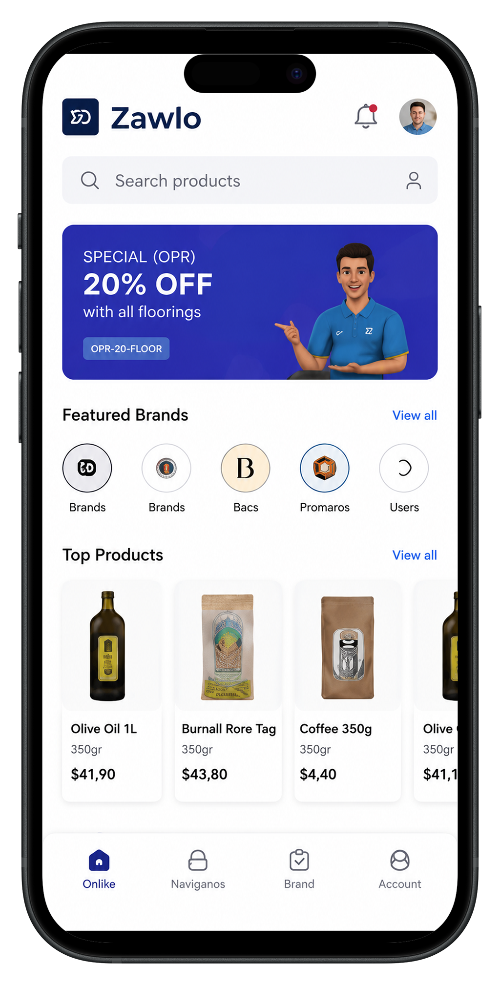 Zawlo sales rep app on phone